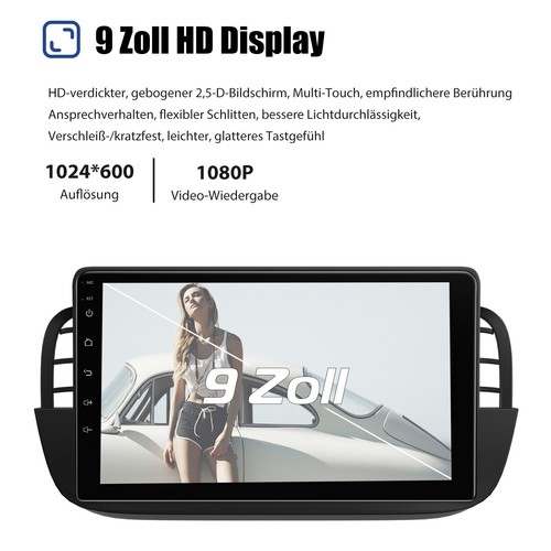 Für Fiat 500 2007-2015 Autoradio 9" DAB+ Android 13 Carplay GPS NAVI RDS 64G KAM - Bild 5 von 14