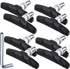 4 Pairs Cycling Bike V-Brake Pads Block Shoes 70mm Hex Nut Shim High Grade Black