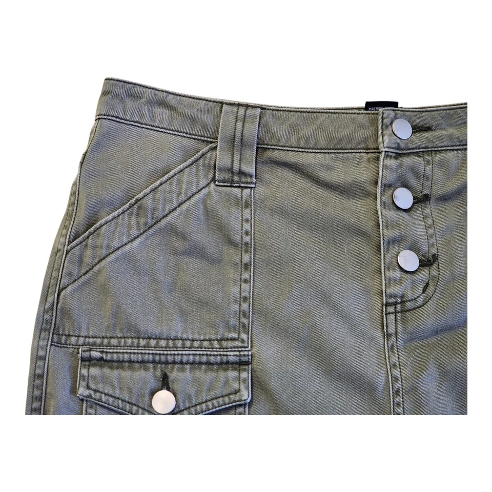 Falda Jean Moda International Verde Mujer Talla 8 30x16 Deshilachada Botón Mosca  Foto 4 de 4