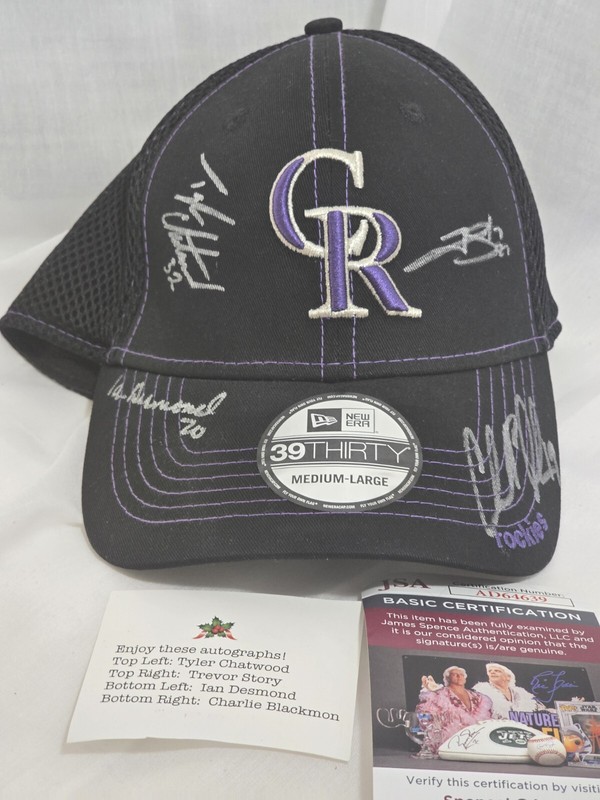 Charlie Blackmon Tyler Chatwood Ian Desmond Trevor Story Autographed Colorado...