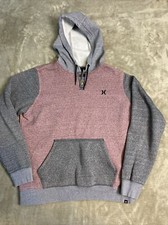 Hurley Boys  Hooded Pullover Graphic Logo Sweatshirt Maroon/gray- Size L