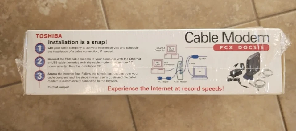 TOSHIBA CABLE MODEM PCX DOCSIS Model: PCX2200 USB/Ethernet PC Or Mac In Orig Box - Image 3 of 4