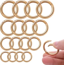 16 Pcs O Ring Clip Spring O Ring Clasp round Mini Carabiner for Bag Purse Handba