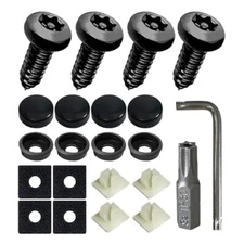 4 Set Black Anti Theft License Plate Screws Kits Rust Proof Stainless Steel New