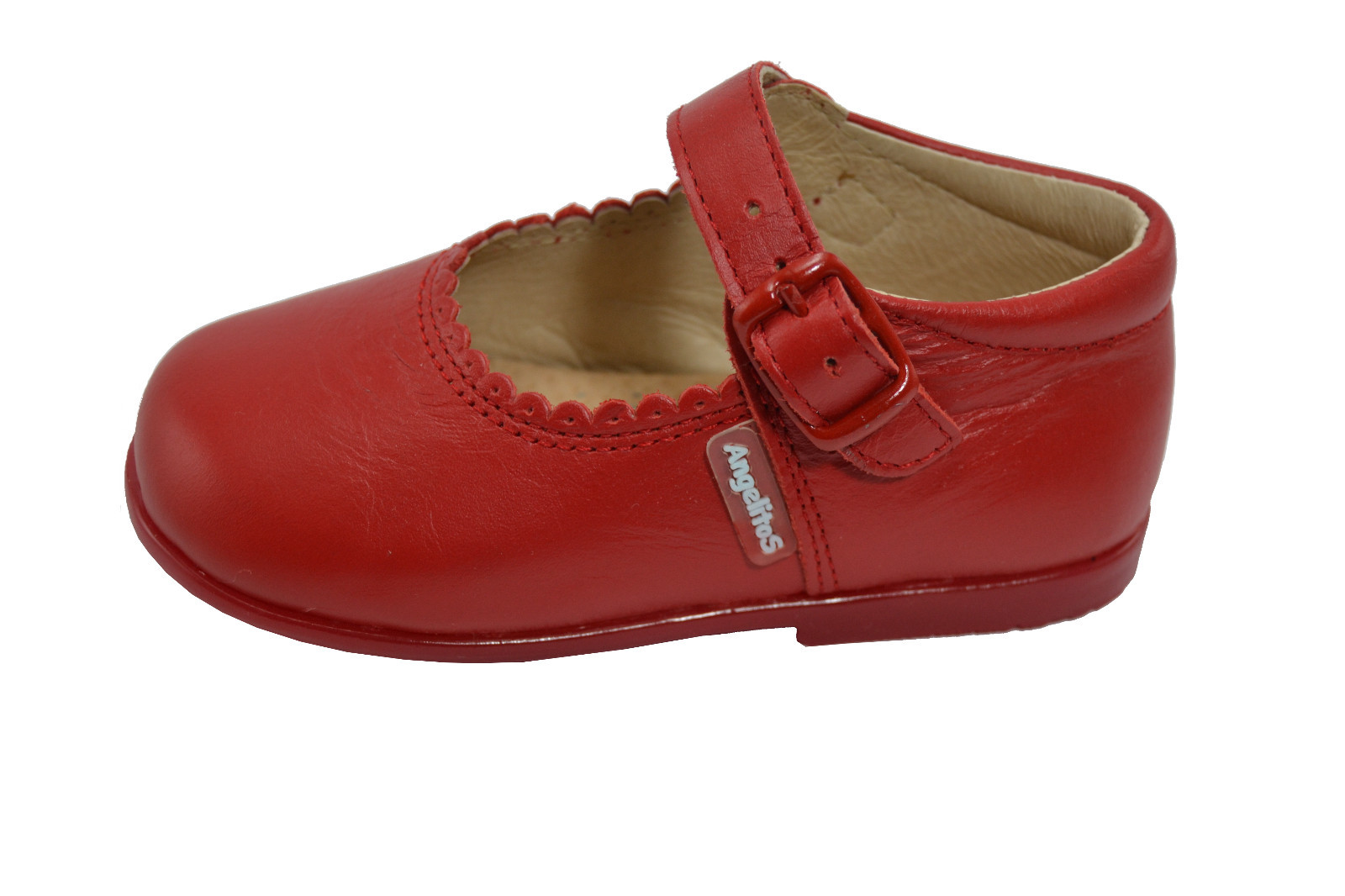 Merceditas de piel. Azul marino / Rojo.