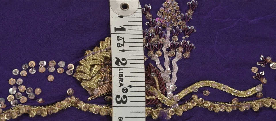 Sanskriti Vintage Sari Borde Cuentas Artesanal 1 Yarda Costura Azul Bordes Deco Encaje Foto 3 de 4