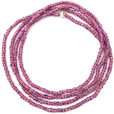 Fine vintage Pink and Blue Stripes Chevron 3mm glass beads Trade