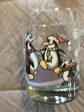 Penguins In The Snow Drinking Glass 4” Tall Vintage