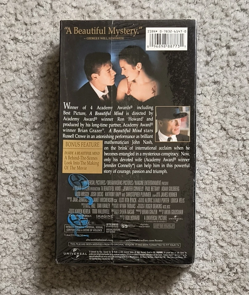 A Beautiful Mind VHS Movie Brand New Factory Sealed Nice Rare Find 🎬🎟️🍿🎬🍿 - Image 2 of 2