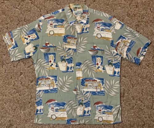 Vintage Campia Shirt Mens Large Rayon Hawaiian Cruise Beach Vacation AOP