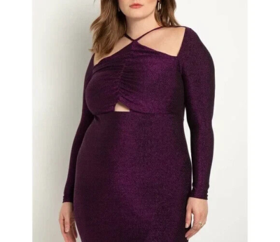 ELOQUII Maxi Dress Cut out Purple Black Shimmer Holiday 20 | eBay