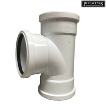 Soil / Vent / Drainage Pipe 110mm Tee Branch - White Triple Female Socket