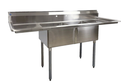 NEW 72'' Stainless Steel Sink Two Compartment Commercial Kitchen Restaurant NSF