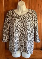 NEXT Women’s Grey & Black Sparkle Leapard Print 3/4 Length Sleeve Jumper Size 16