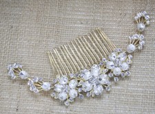 USA seller beautiful wedding bridal flower crystal rhinestone hair comb ha30027