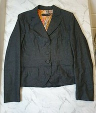Luisa Cerano Size 10 Grey Cropped Jacket Beautiful Lining Wool Blend Smart Work
