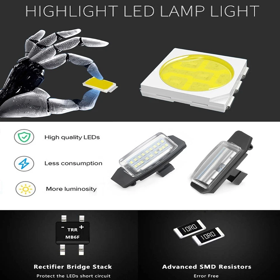 2x LED Number License Plate Light Lamp For Mitsubishi Outlander Lancer Sportback - Изображение 2 из 4