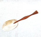 9" Large Shell Ladle Spoon Utensil Wood Handle Fish Serving Caviar Egg Party