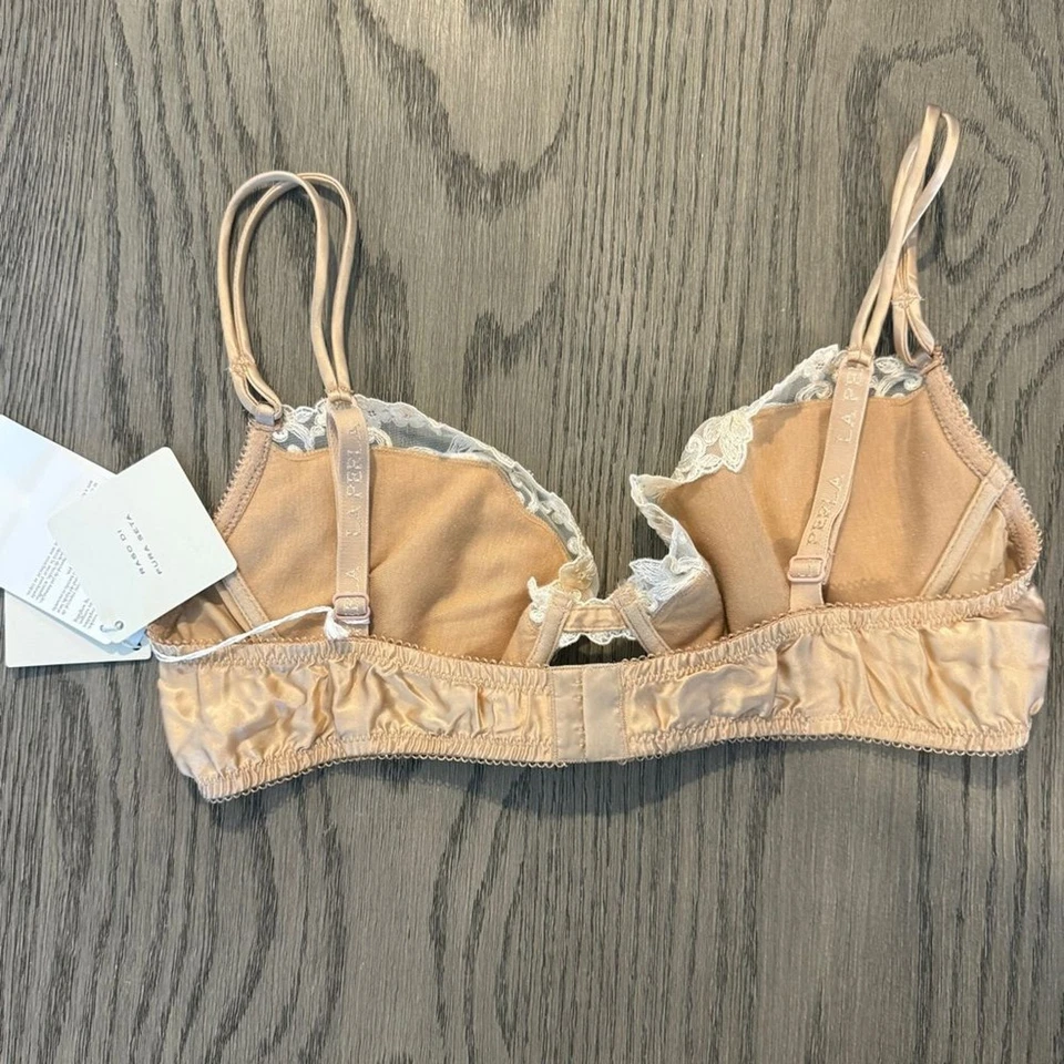 ¡NUEVO CON ETIQUETAS! Sujetador push-up de seda nude LA PERLA MAISON con frastaglio 36C Foto 3 de 4