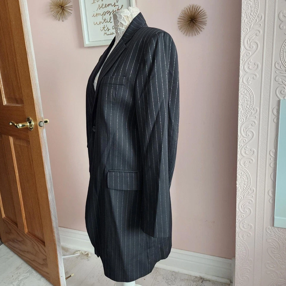 Impecable GRIFFIN Melbourne Largo Negro Rayas Hilo Metálico Pechos MDD? Foto 2 de 4