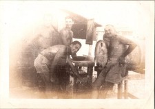 Vintage Original Snapshot Photo Four Soldiers Military Men WWII Era Sepia