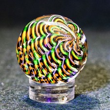 BRYAN TRILLAS Handmade Glass Filigrana Marble 1.0 In UV Blacklight Borosilicate