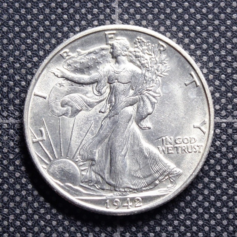 1942 D Walking Liberty 90% Silver Half Dollar 50c ERROR VP-001 RPM-005 Denver