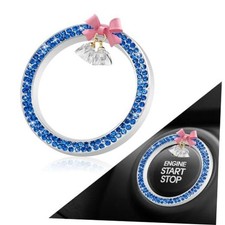 Cute Bow Bling Car Engine Stop Decoration Ring, Push Start Button Cover,