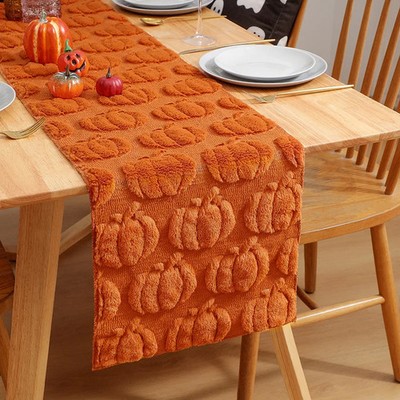 Schwarze Tischfahne mit Kürbis und Geister Stickerei 3D Halloween Deko