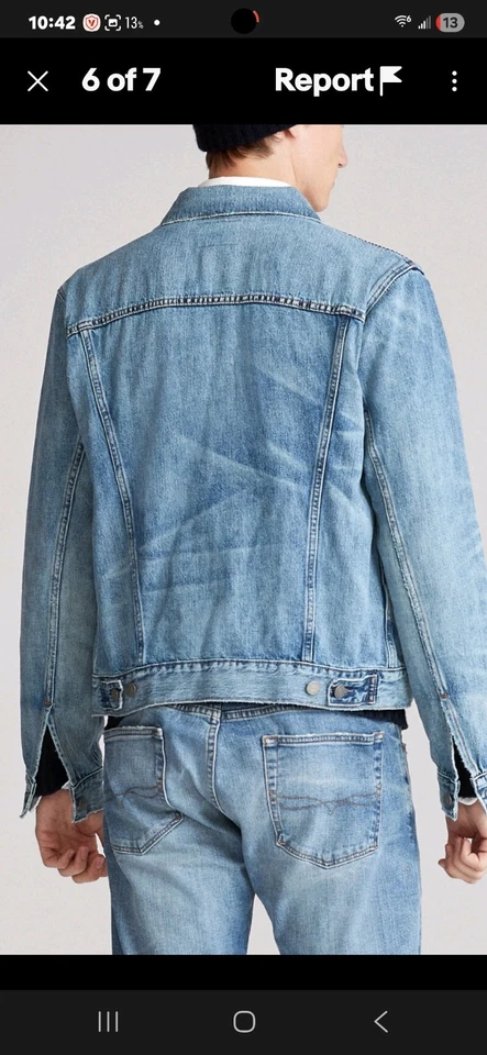 $188 Новый с Ярлыками POLO RALPH LAUREN мужчин состаренный выцветший джинсовой ткани водитель грузовика куртка большой L - Изображение 2 из 4