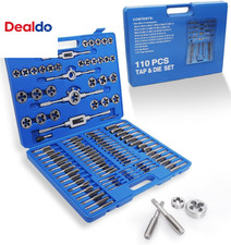 110PCS Tap and Die Set, Metric Tap and Die Rethreading Kit, Thread Chaser Set fo