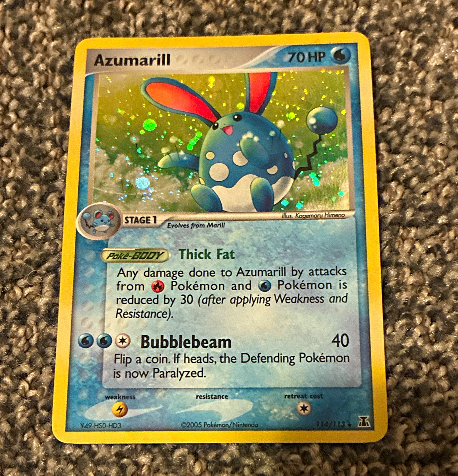 Nintendo Pokemon TCG Azumarill EX Delta Species Holo Rare 114/113 70HP 2005