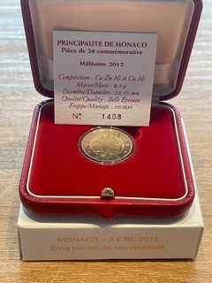 2 Euro Münze Monaco 2012 pp