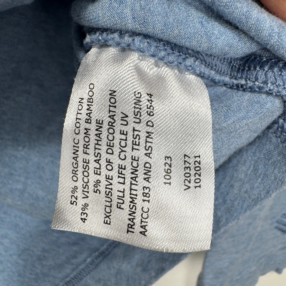 Coolibar LumaLeo 套衫女式 XXS 蓝色拉链口袋浅蓝色漏斗 UPF 50+ — 第 4/4 张图片