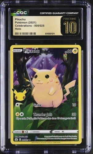 2021 Pokemon Celebrations Pikachu 005/025 CGC Pristine 10 - PSA 10 Equivalent