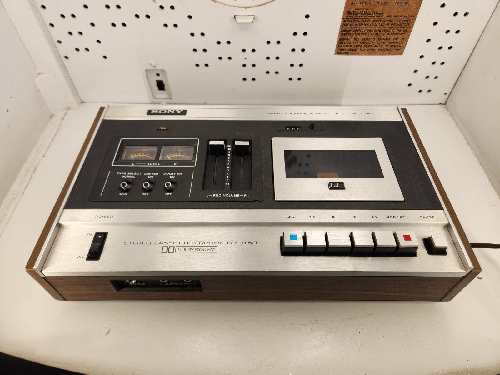 Vintage 1970s Sony TC-131 SD Stereo Cassette Tape Player Recorder Powers On