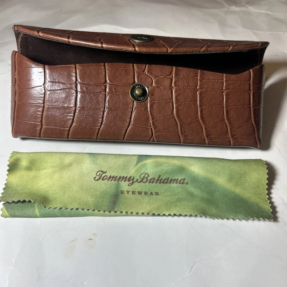 Tommy Bahama Cocodrilo Repujado Carcasa Dura Gafas Gafas Gafas de Sol Estuche Foto 2 de 4
