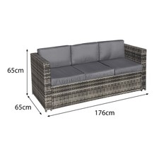 Oseasons Malta Rattan 3 Seat Sofa in Grey Walnut