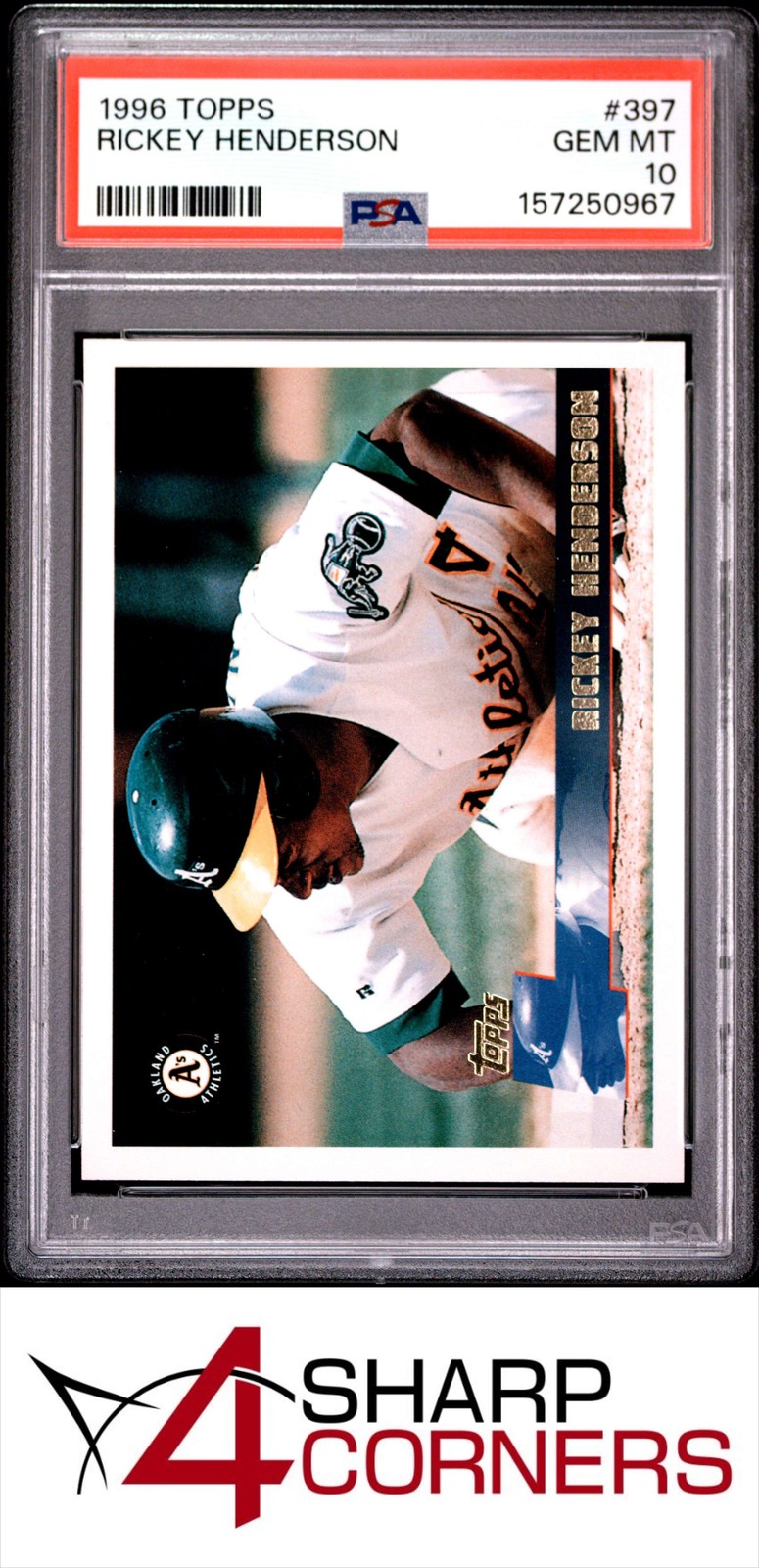 Rickey Henderson #397 Baseball Cards 1996 Topps trading card — raw and PSA graded price guide