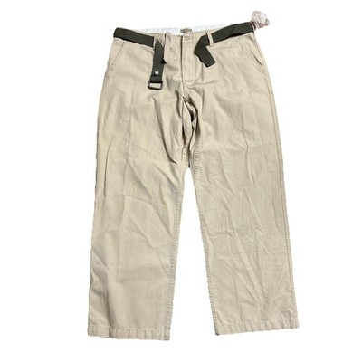 NWT Ruff Hewn Flat Front Belted Tan Pants Size 38 x 30