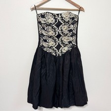 GUNNE SAX Vintage Dress Black Sequin Corset Strapless Gown Embellishment Small
