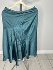Türkisblau Satin Midi Rock Gummizug Formell Größe L Business