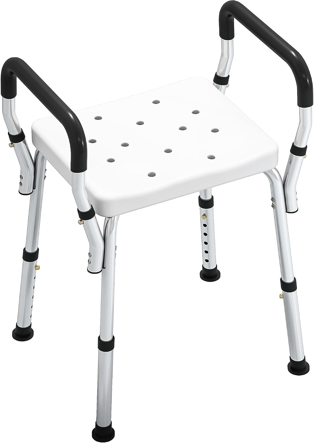Homcom Rust-Free Aluminium Bath Chair With Adjustable Height, White - Image 2