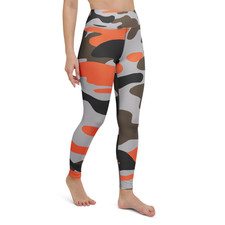 Orange Camouflage Print Leggings Women's High Waist Stretch Activewear