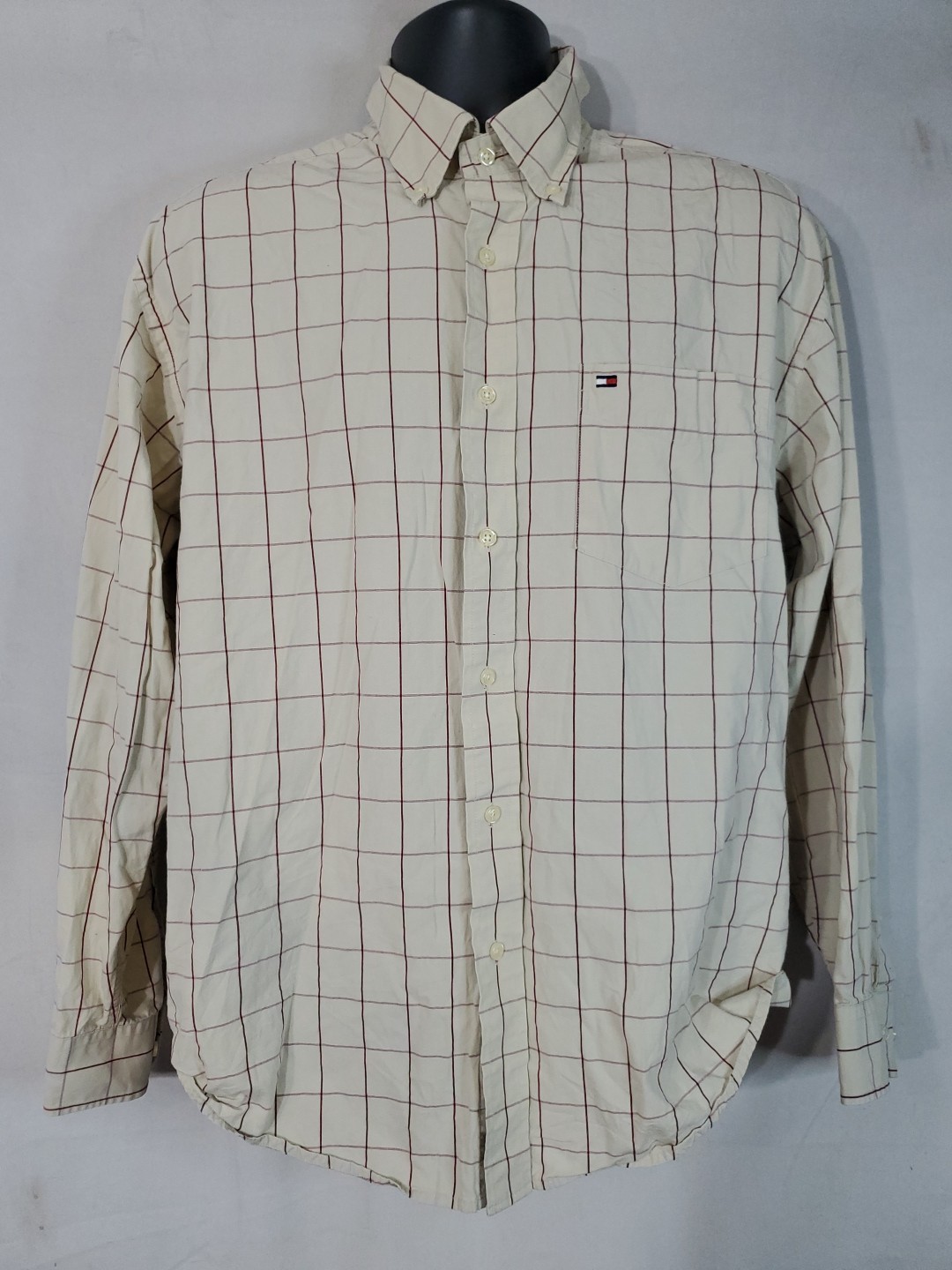 Vintage Tommy Hilfiger Button Up Shirt Men's Size Large Long Sleeve Striped