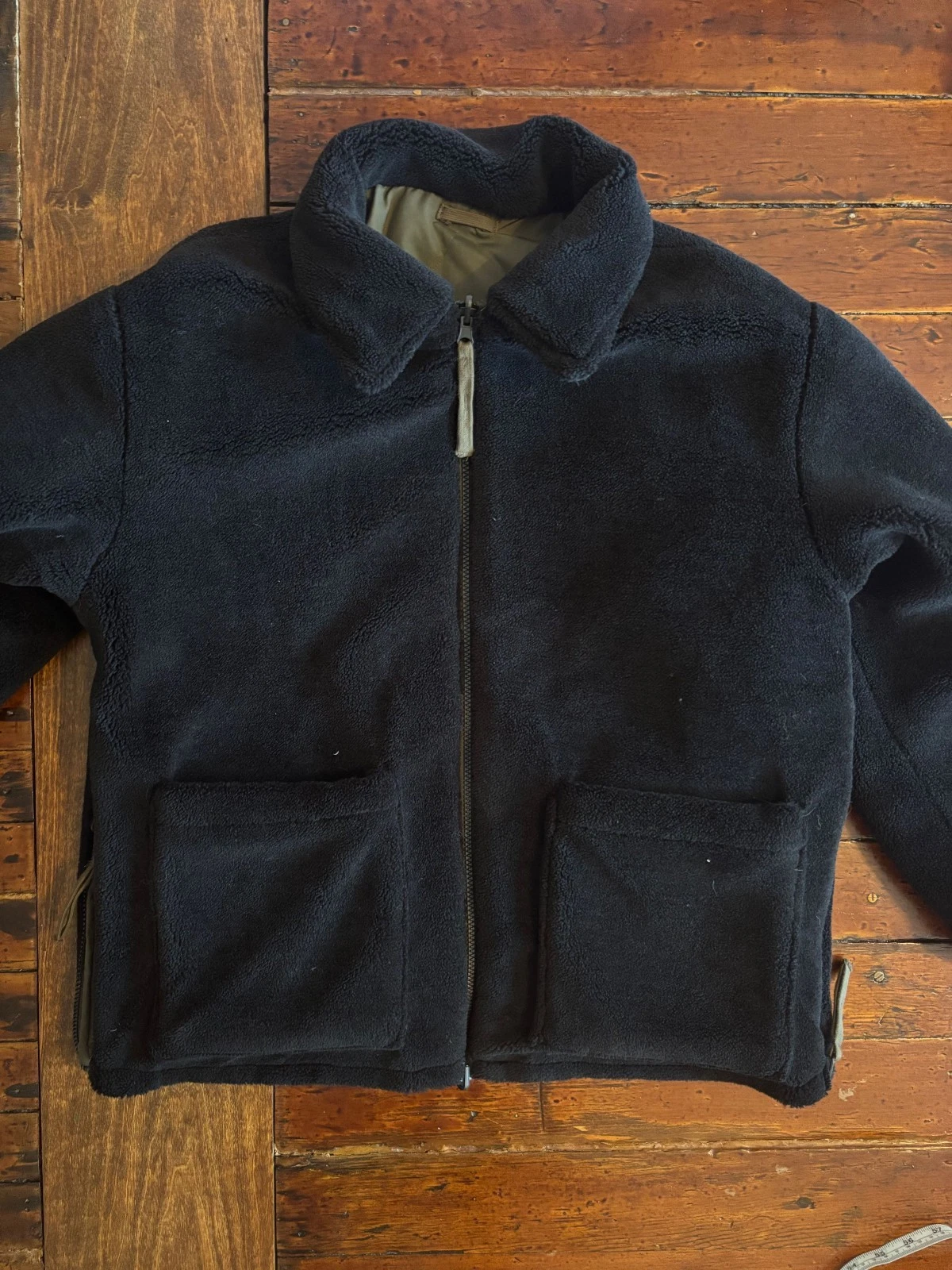 TAION Reversible Black Fleece / Quilted Olive Military Style Jacket - product detail image 10