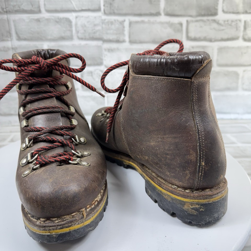 Chaussures De Montagne Vintage Raichle Pour Homme - Taille 13 - Cuir Marron - Rare