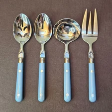 Washington Forge WF Mardi Gras 4 Piece Serving Set Williamsburg Blue Flatware