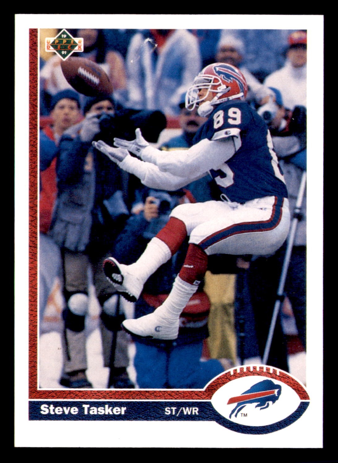 Steve Tasker 1990 hologram on back Upper Deck 199 NM