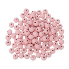 200Pcs 10mm Colored Natural Wood Beads Large Hole Round Spacer Beads Pink
